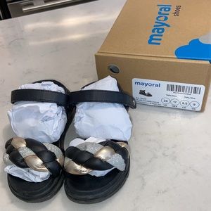 Girls sandals mayoral adorable black and silver and champagne